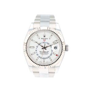 B&P Rolex Sky-Dweller 326934 42mm White Luminous Dial Fluted Bezel Oyster Band
